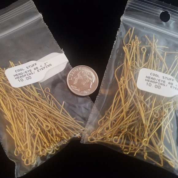EYE PINS 160 Brass MIXED LENGTHS 0.5 to 2 inch NEW bundle lot set - Picture 3 of 8